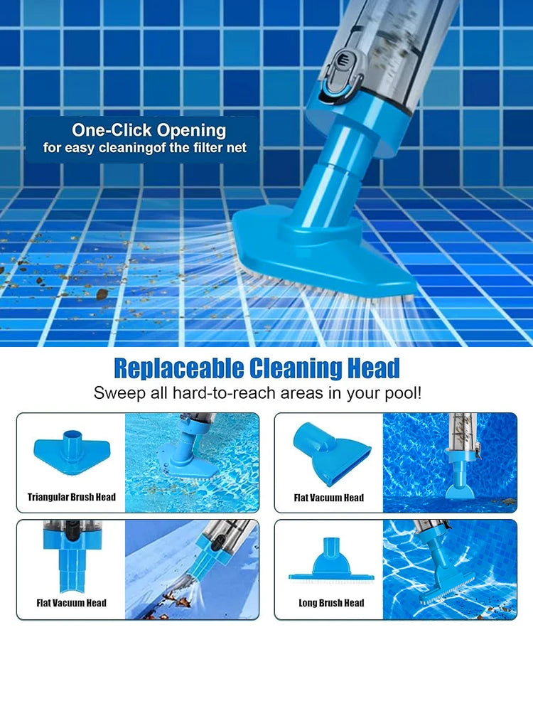 Portable Handheld Pool Cleaner with Adjustable Pole for Spas and Bathtubs