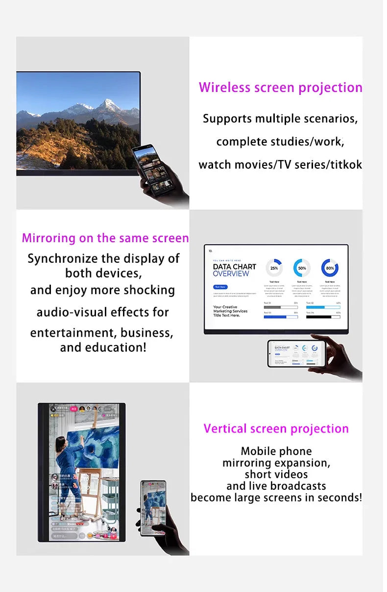 Wireless 15.6" LED Monitor – Full HD, USB-C, HDMI