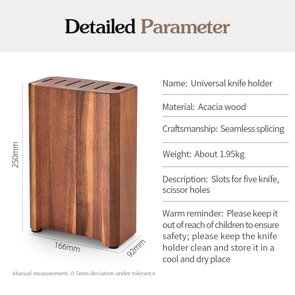 Wooden Knife Block with 6-Slot Storage for Kitchen Knives
