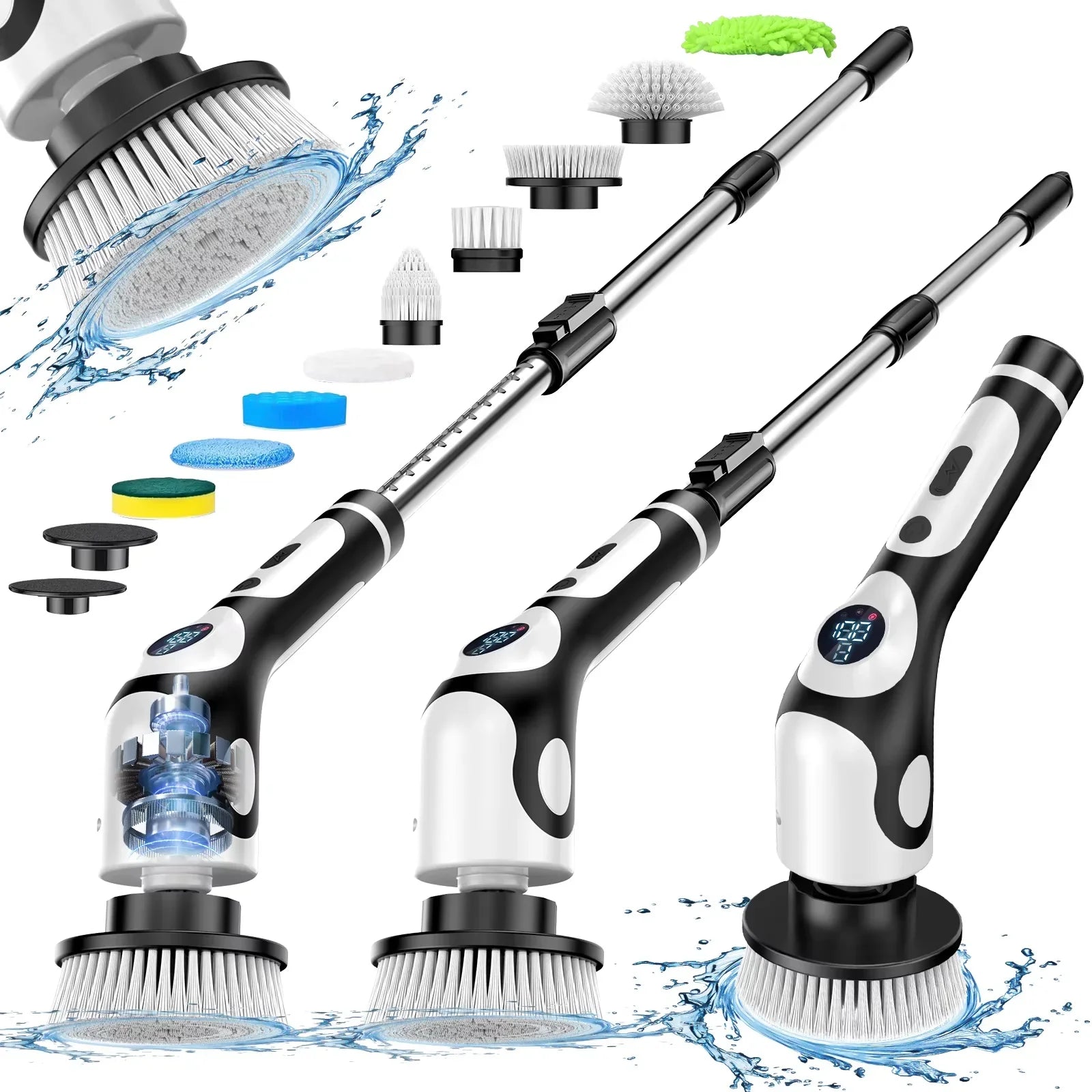 Cordless Bathroom Scrubber with Adjustable Extension Handle