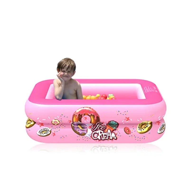 Portable Inflatable Swimming Pool Rectangular Outdoor Pool Tub for Family Summer Fun