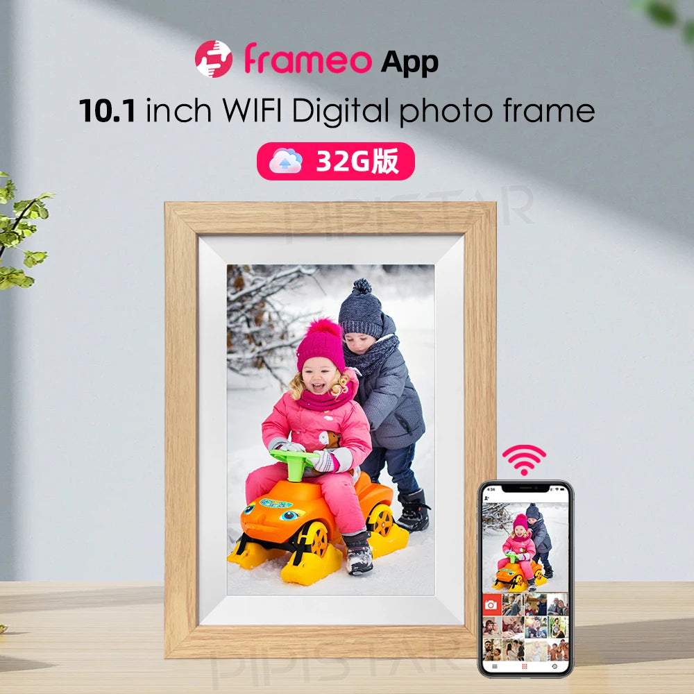 10.1" WiFi Digital Photo Frame with Touch Screen – 32GB Storage, Frameo App, HD Display