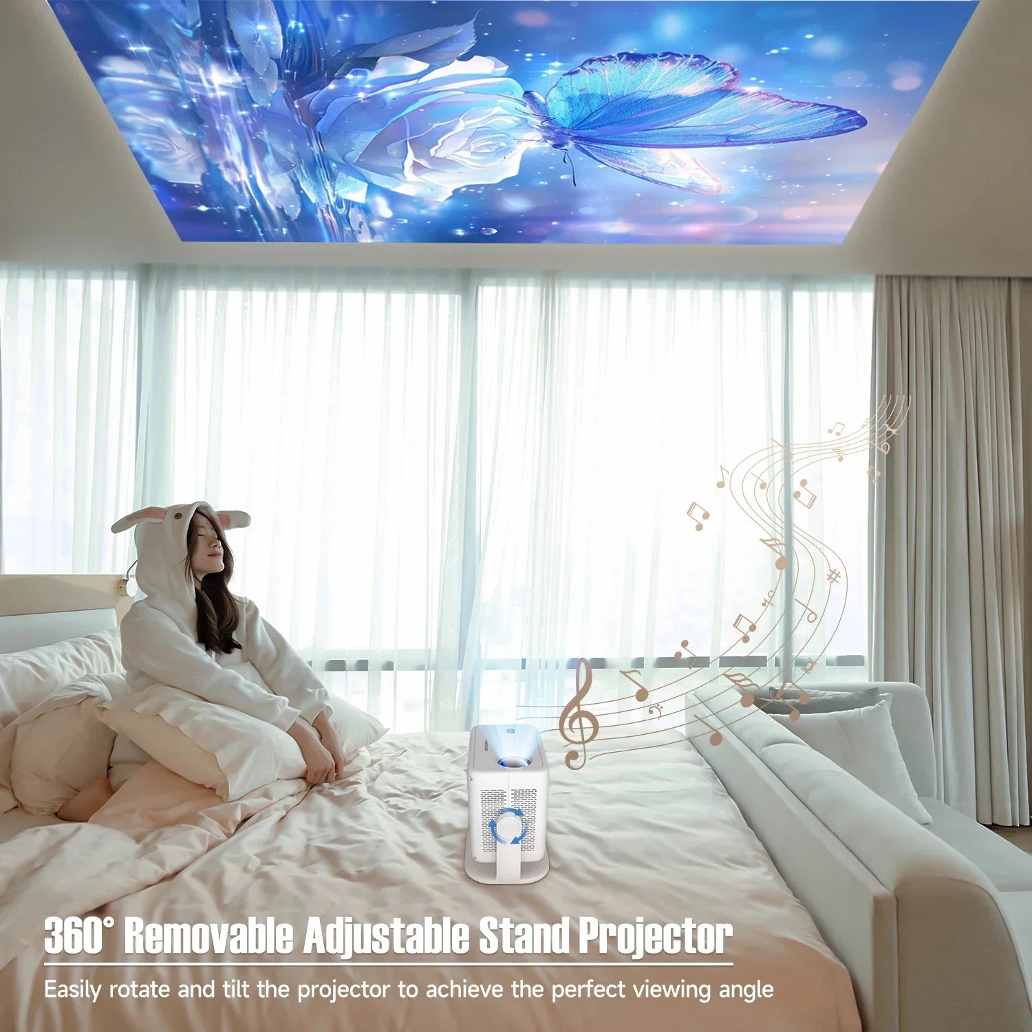 1080p LED Mini Projector with HDMI & Bluetooth, 300" Display