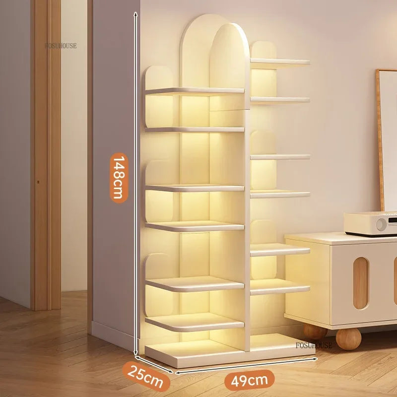 Modern Wooden Bookcase Rack Floor-Standing Multi-Layer Storage for Home or Office