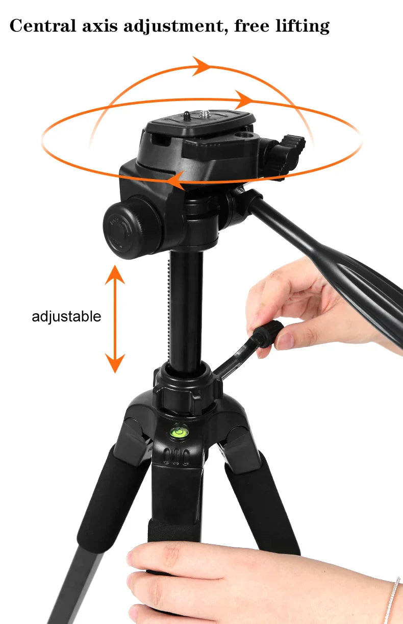 1.7M Adjustable Tripod Stand with Phone Holder & Bluetooth – Black