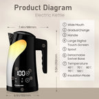 1.25L Electric Kettle Stainless Steel Temperature Control 1300W