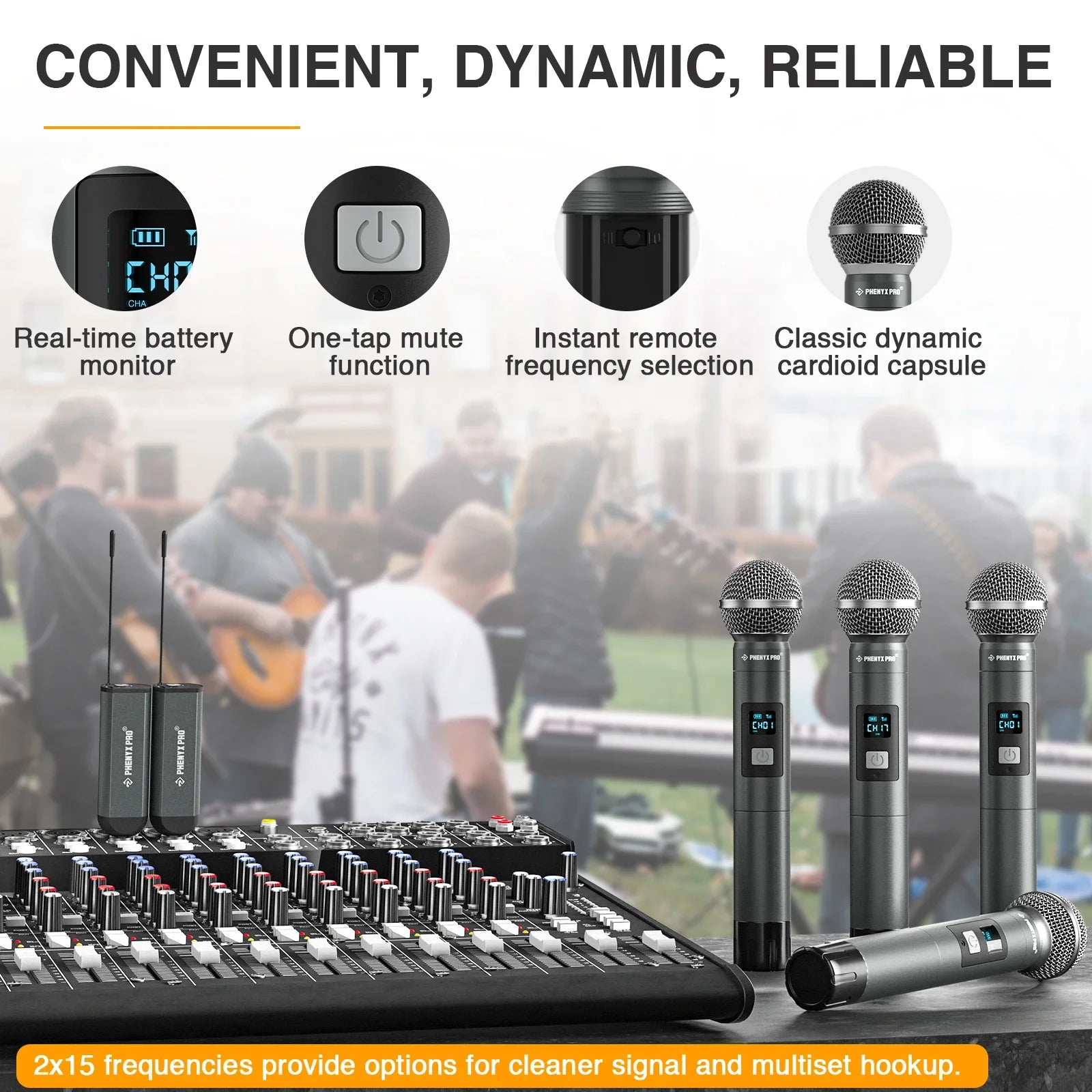 2-Channel Wireless UHF Microphone System for Karaoke & Events
