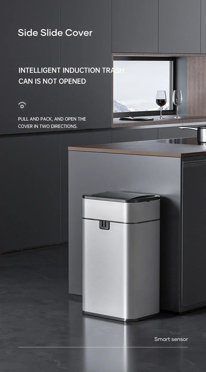 15L Smart White Trash Bin with Automatic Lid