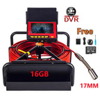 17mm Pipe Inspection Camera 10m with DVR and 16GB Storage
