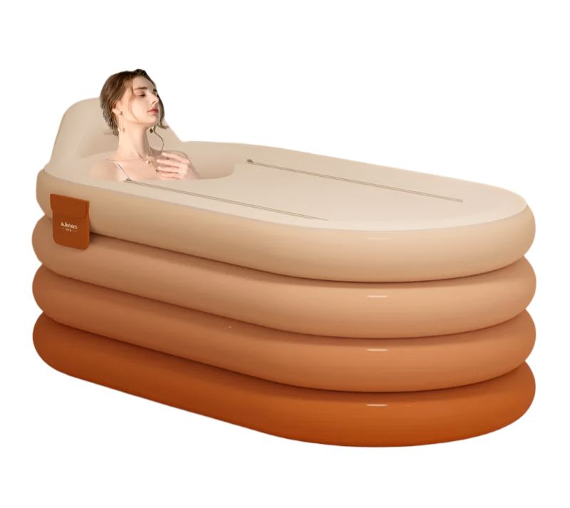 Foldable Inflatable Adult Bathtub with R1.2M Pump Compact Home Spa for Steam & Detox