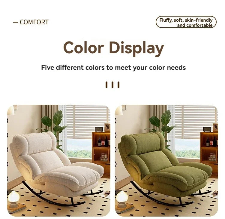 Matcha Green Modern Rocking Lounge Chair Portable Reclining Sofa Seat for Living Room & Balcony