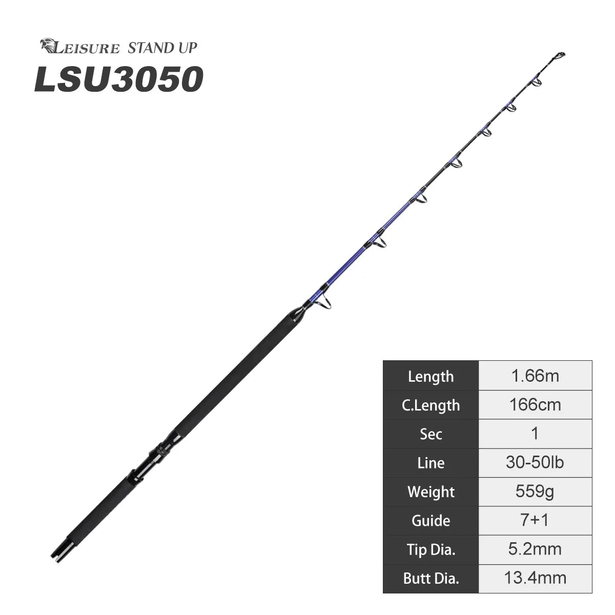 1.66m Ocean Trolling Rod for Tuna and Sharks