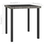 70cm Outdoor Dining Table – PE Rattan & Tempered Glass – Grey