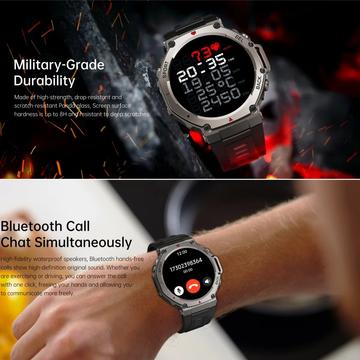 Rugged T‑Rex 3 Outdoor Smartwatch with AMOLED Display & Dual-Band GPS