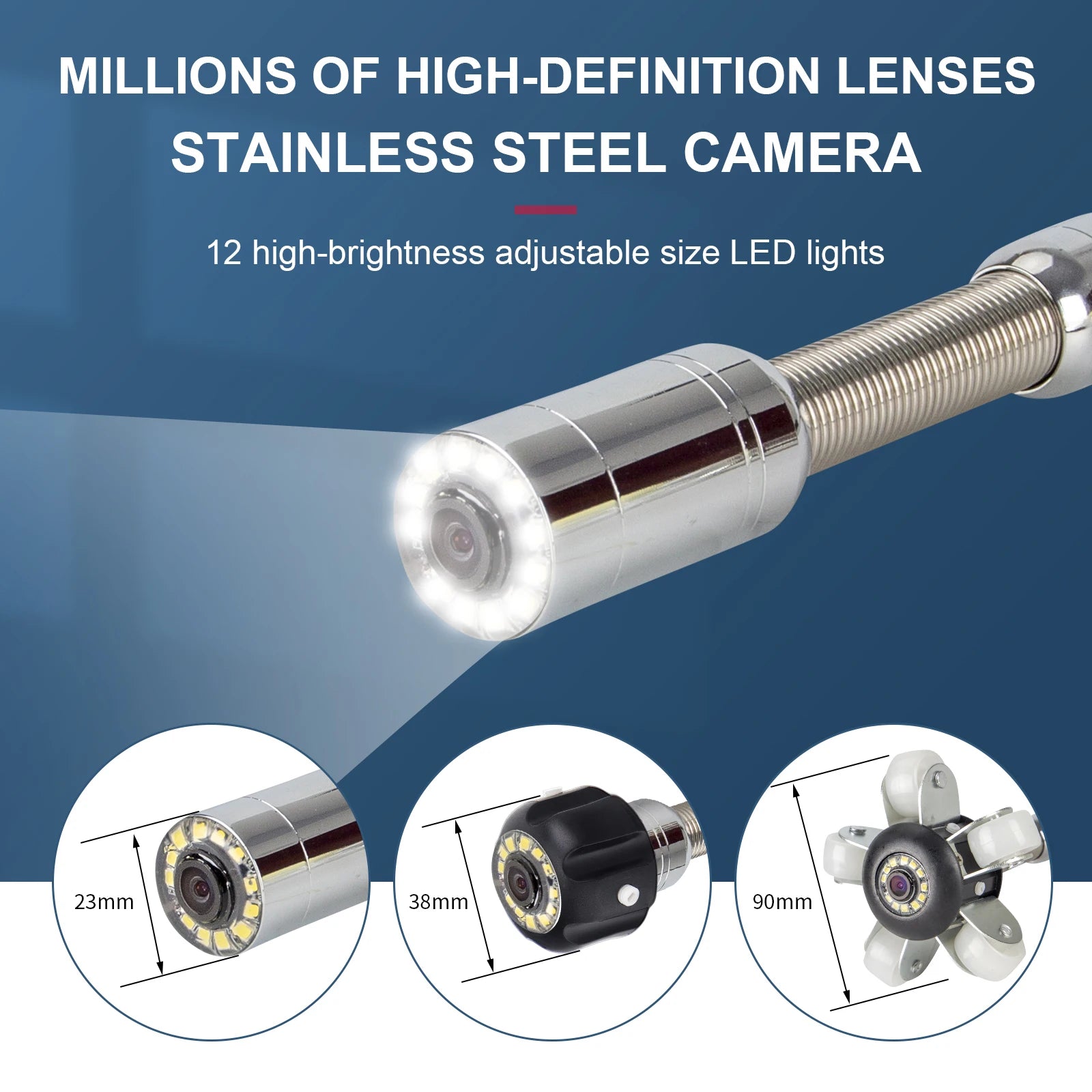 17mm Pipe Inspection Camera with 10m Cable, DVR Recorder & 4.3" Display