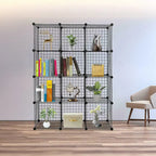 12-Cube Wire Storage Organizer – Modular Bookcase & Display Shelf (Black)