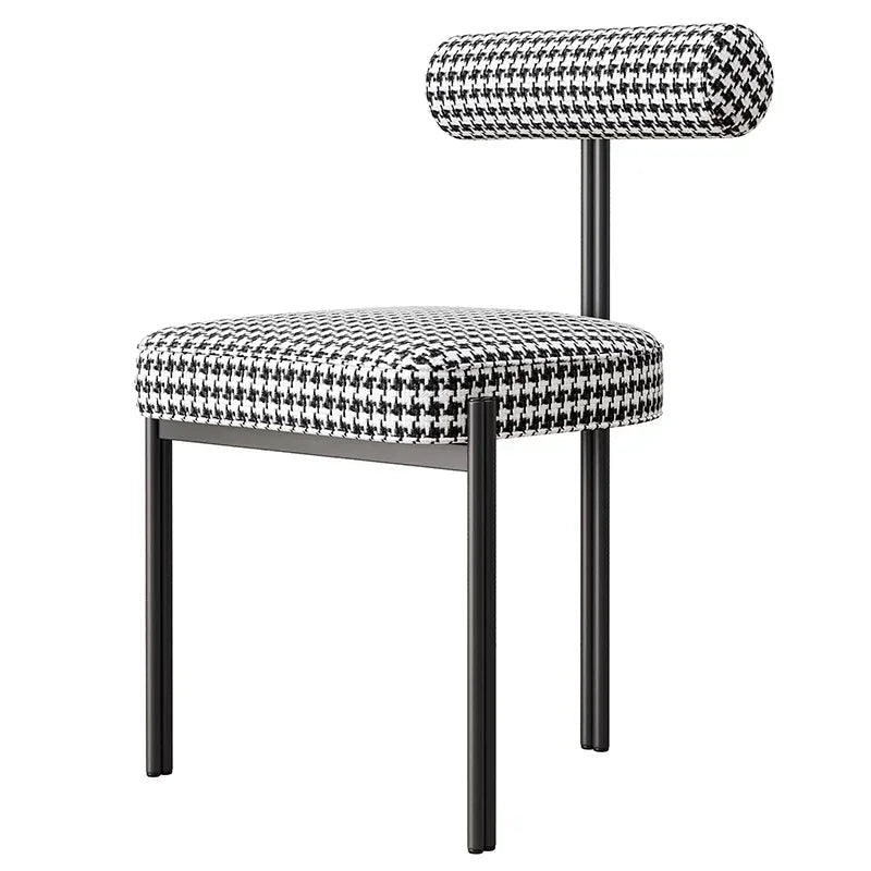 Plaid Leisure Dining Chair with Backrest Ideal for Home Use