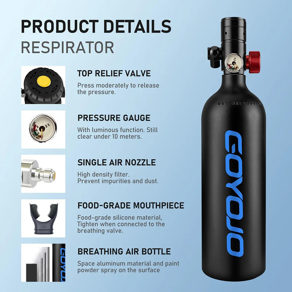 1L Oxygen Tank for Short Diving & Snorkeling Sessions