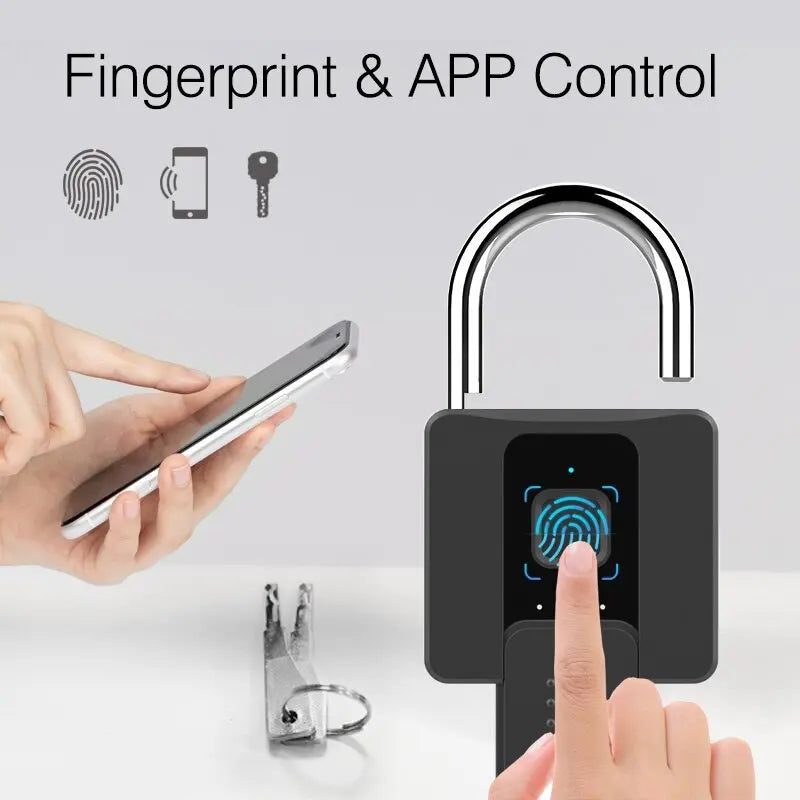 Bluetooth Fingerprint Padlock with App Control & Mechanical Key Backup