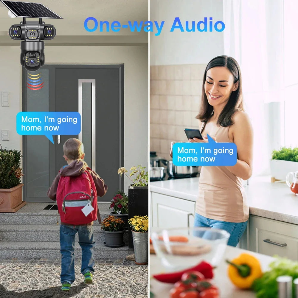4G Solar-Powered Outdoor Security Camera with Triple Lens and 32G Storage
