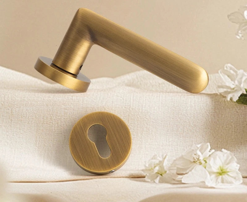 Universal Silent Door Handle, Brass Lock, Room Use