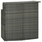 120cm Grey Rattan Outdoor Bar Table with Powder-Coated Steel Frame & Shelf