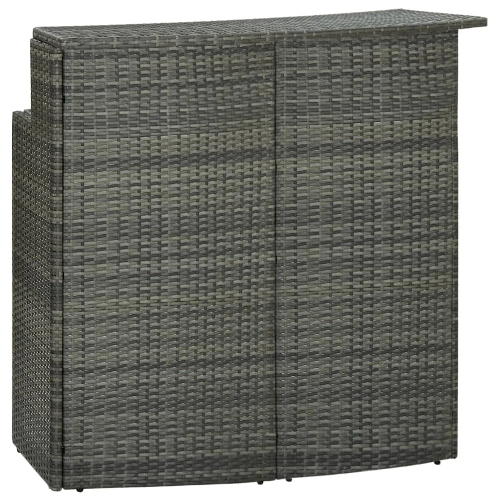 120cm Grey Rattan Outdoor Bar Table with Powder-Coated Steel Frame & Shelf