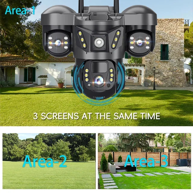 Outdoor 15MP Triple Lens 4G Solar Security Camera with Auto Tracking & Night Vision