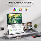 15.6" Folding Dual Portable USB-C Monitor – IPS Full HD Display with Stand & HDMI Support