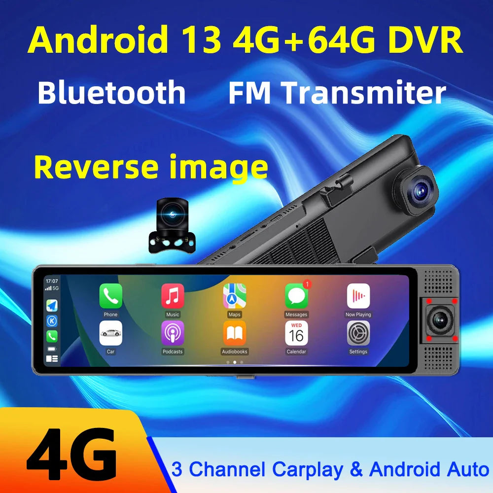 12” Smart Dash Cam with CarPlay, GPS, and WiFi