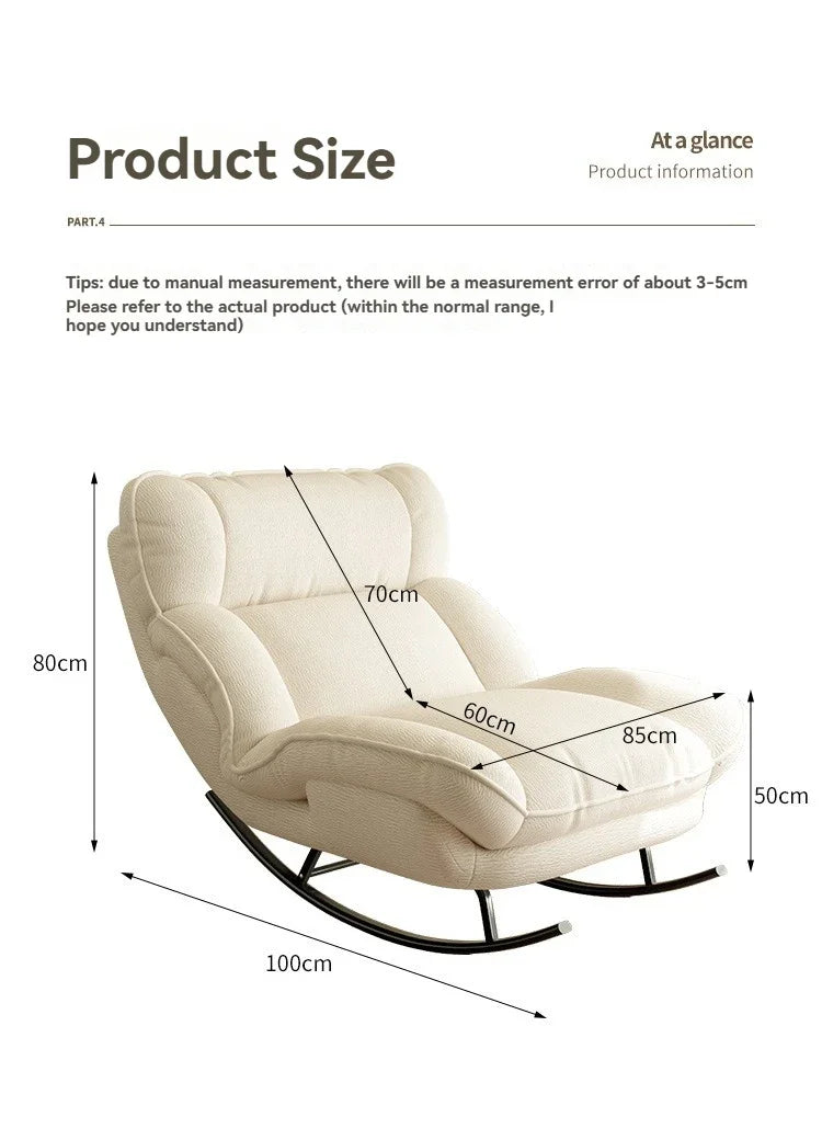 Modern Off White Rocking Sofa Chair Reclining Lounge Seat for Living Room