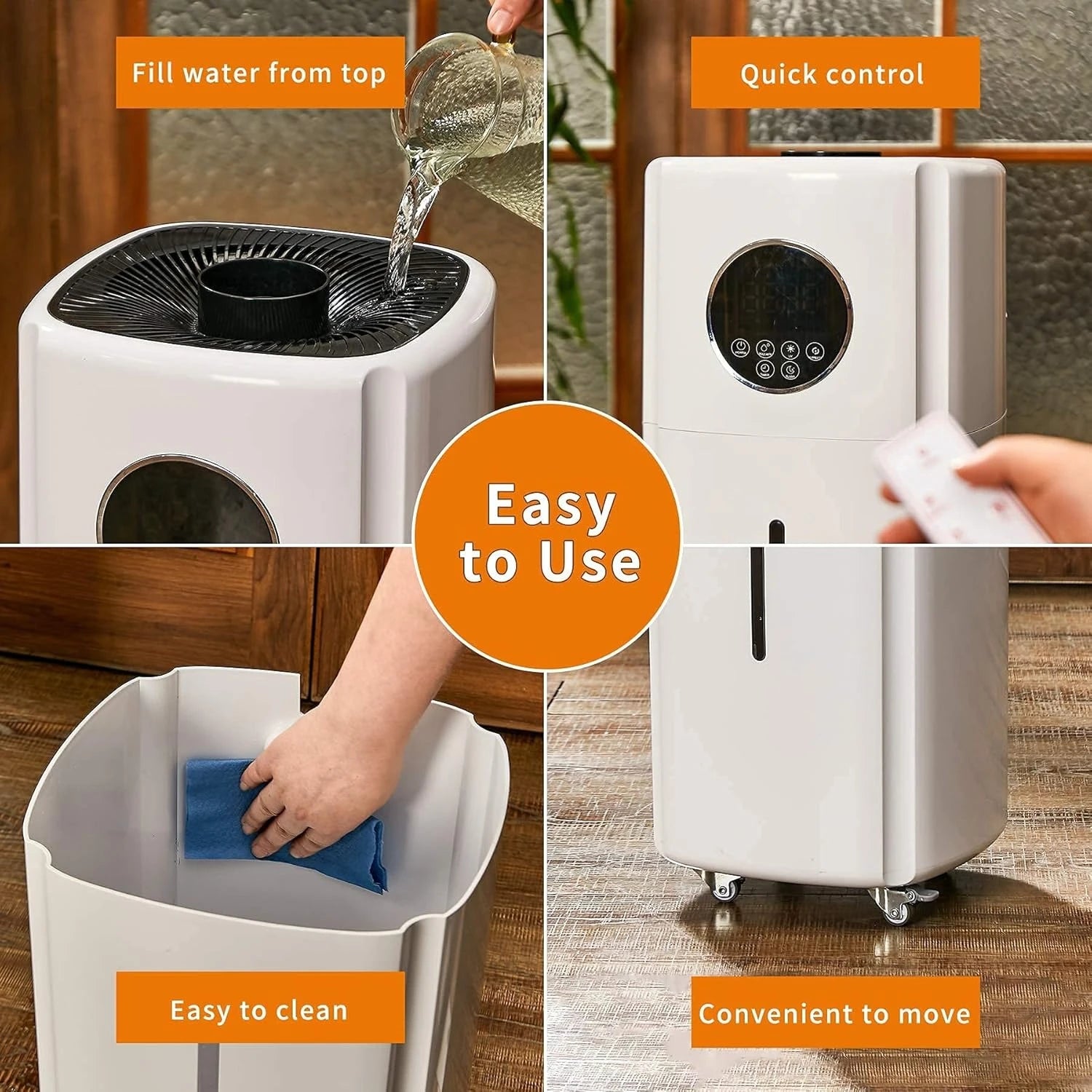 21L Large Room Ultrasonic Humidifier with Remote, 360° Nozzles & Top Fill Design