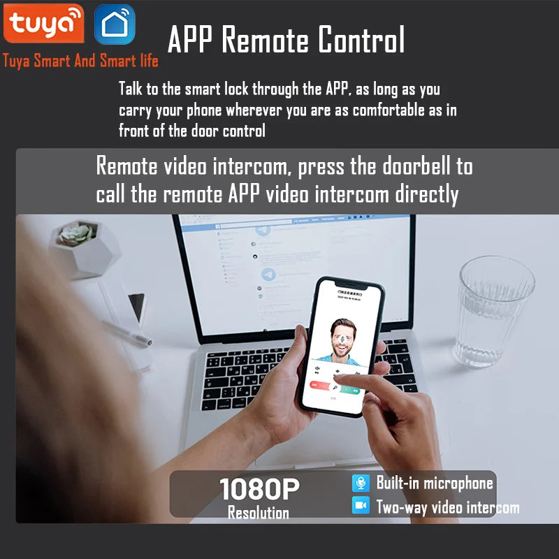 Outdoor Waterproof Smart Door Lock with Face & Fingerprint