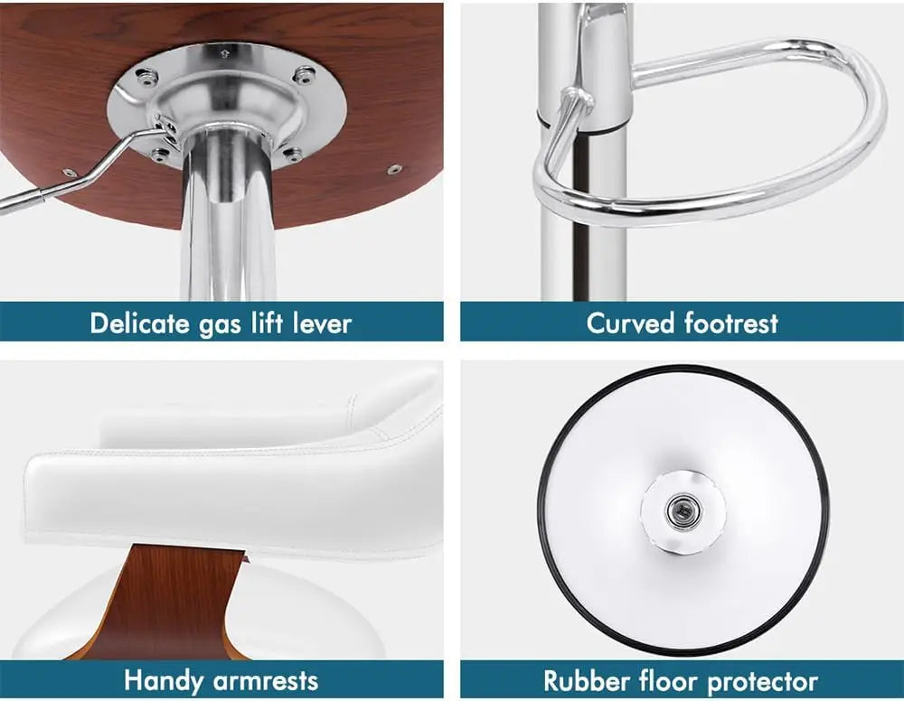 Modern Kitchen Counter Chair with Footrest, Ergonomic PU Leather & High-Resilience Foam