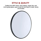 70cm Round Wall Mirror with Black Frame – Modern Bathroom & Makeup Design
