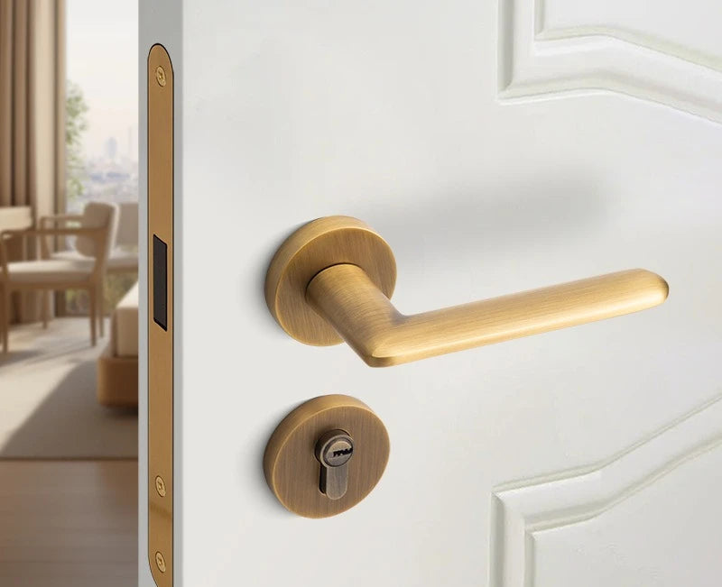 Universal Silent Door Handle, Brass Lock, Room Use