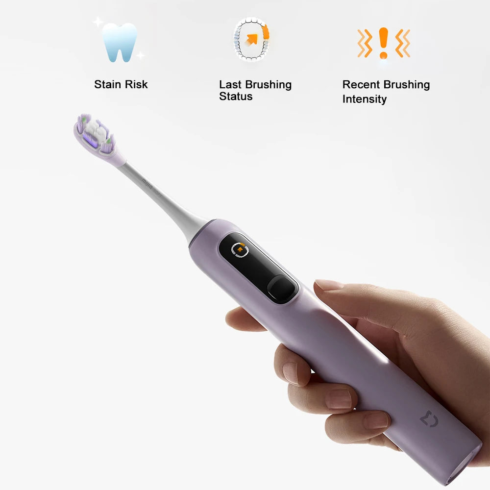 Smart Sonic Toothbrush with Display – 4 Cleaning Modes, 180-Day Battery, Travel Lock, Purple