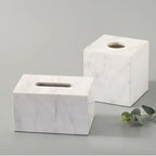 Modern Black White Marble Tissue Box Small Elegant Home Accent