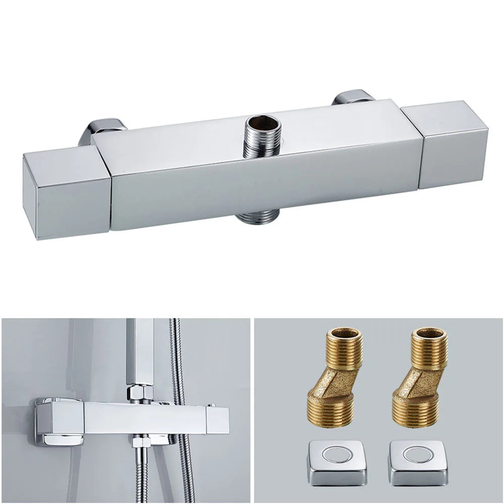 Bathroom Thermostatic Mixer Valve for Shower and Bathtub Chrome Finish