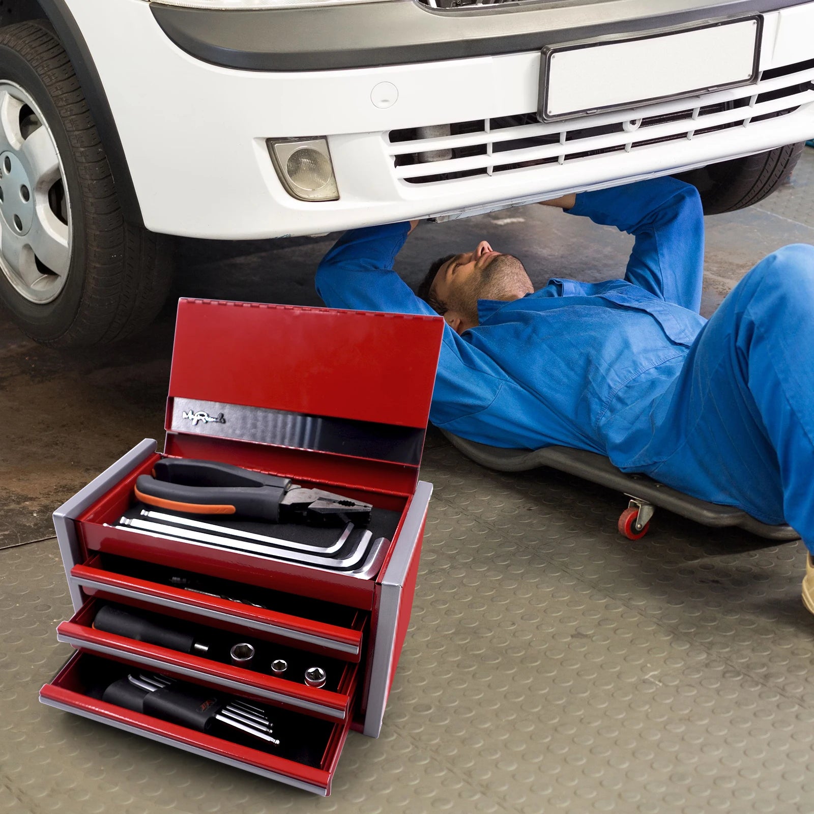 Portable 5-Layer Metal Toolbox for Workshop & Home