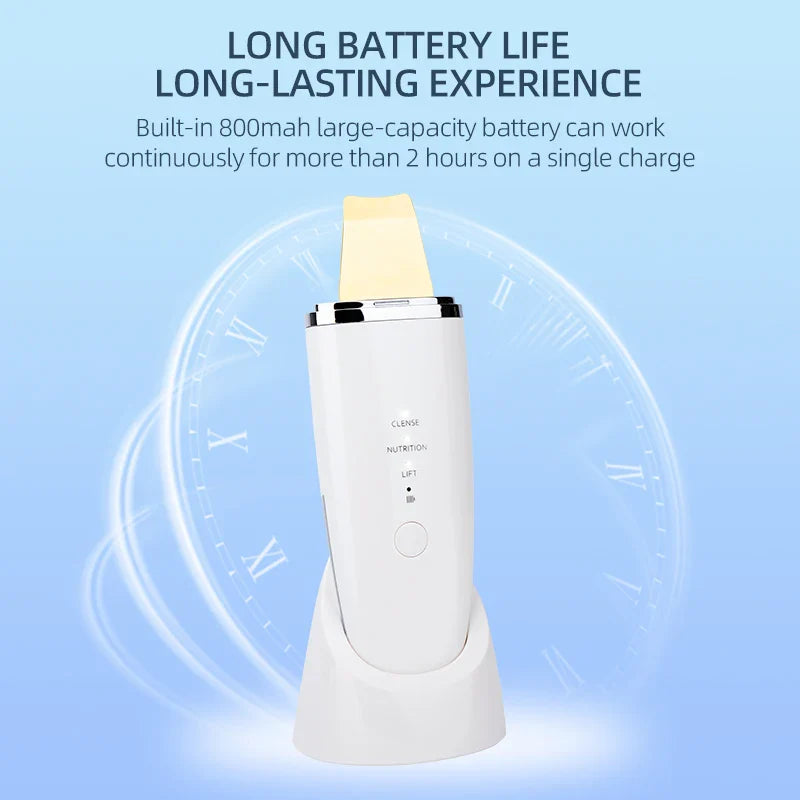 Silver Head Facial Scrubber Ultrasonic Blackhead Remover