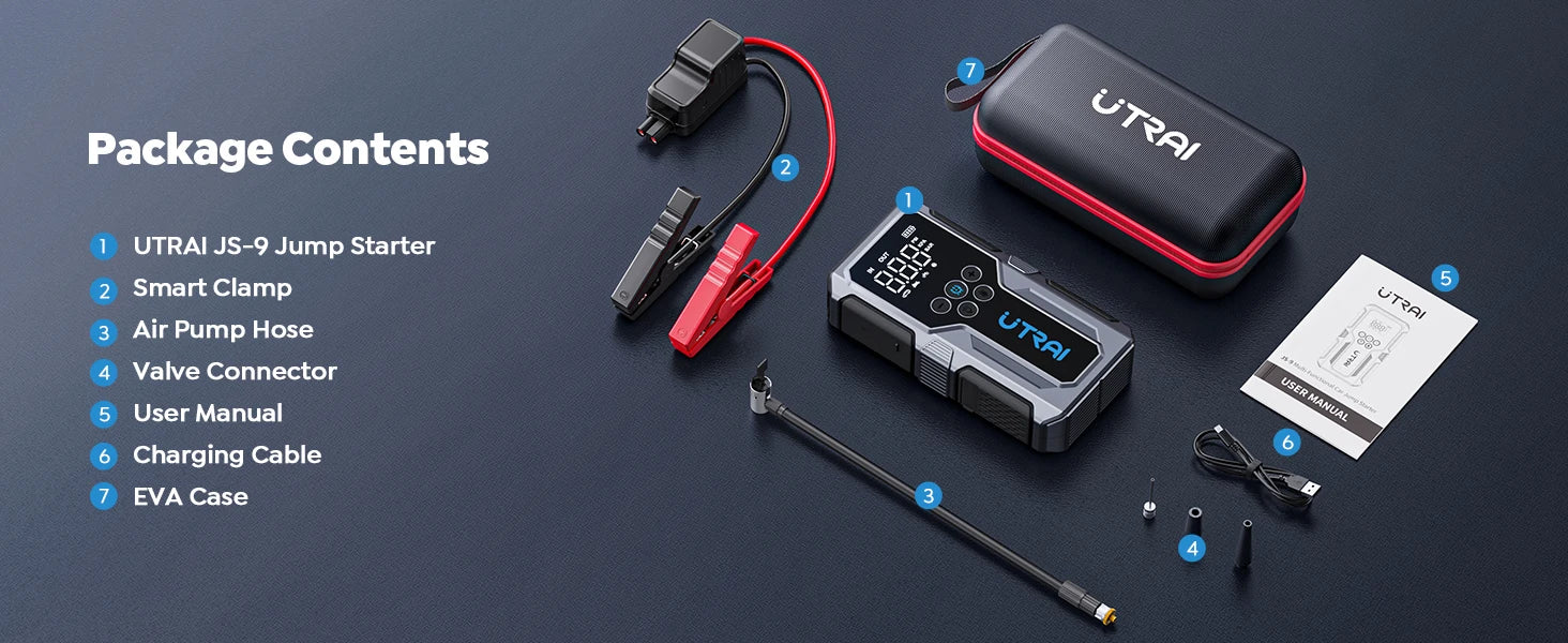 1500A Portable Car Jump Starter with 150PSI Air Pump