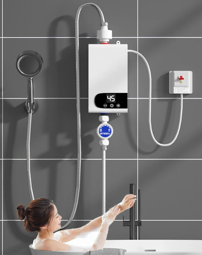5500W Tankless Water Heater LCD Display, IPX4 Waterproof, With Accessories