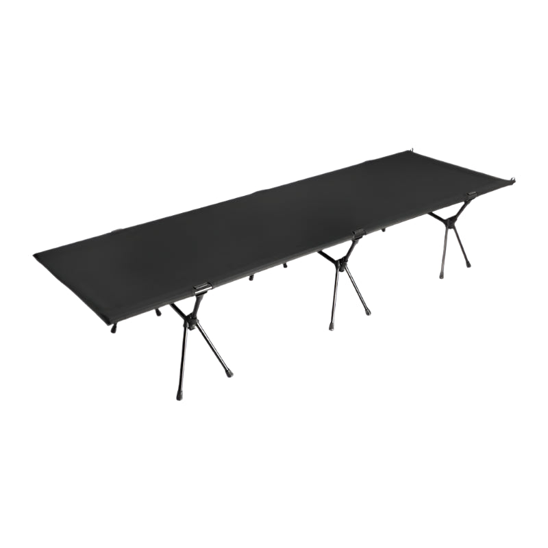 Compact Black + Black Feet Foldable Camping Bed for Outdoor & Office