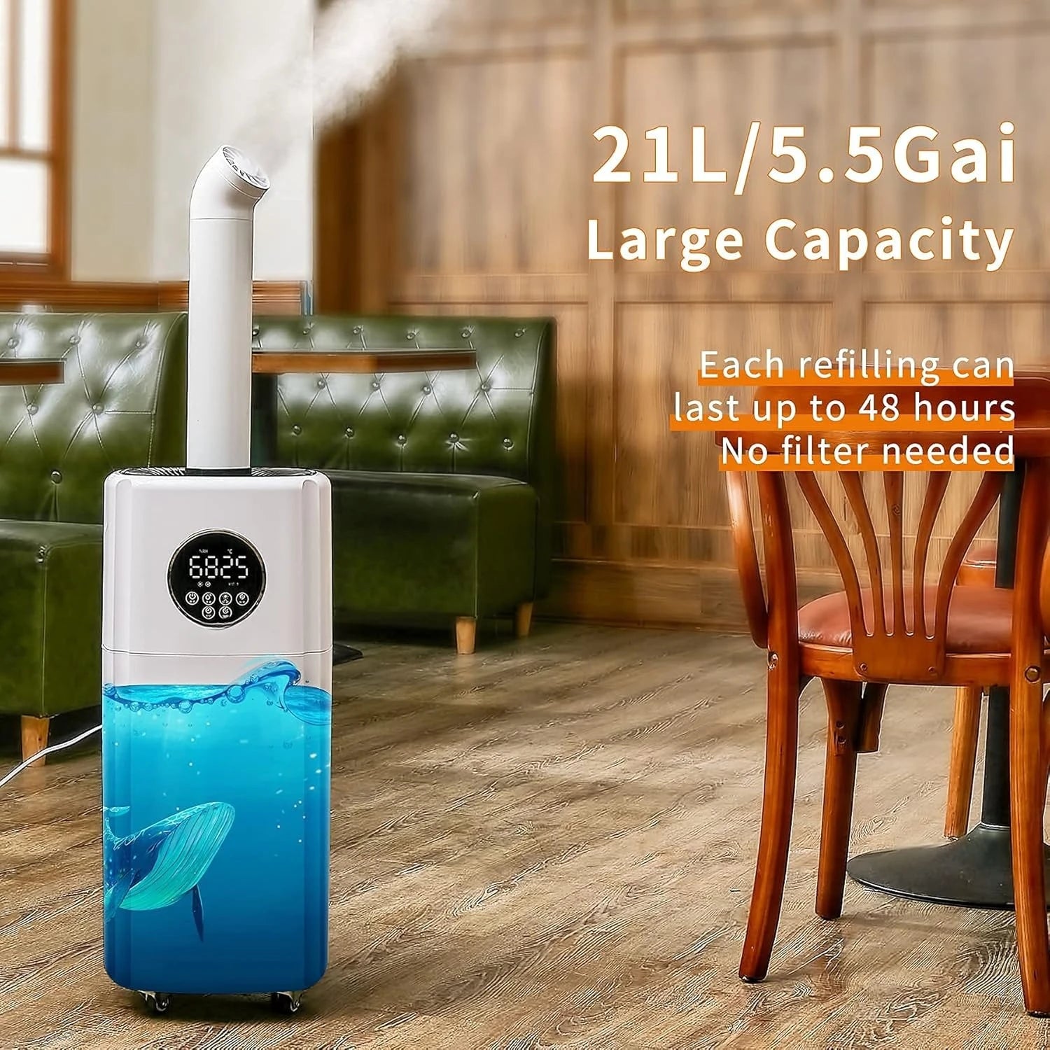 21L Large Room Ultrasonic Humidifier with Remote, 360° Nozzles & Top Fill Design