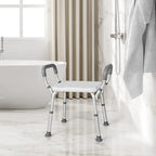 Shower Bench with Detachable Armrests Anti-Slip Bath Chair, Adjustable Height Design