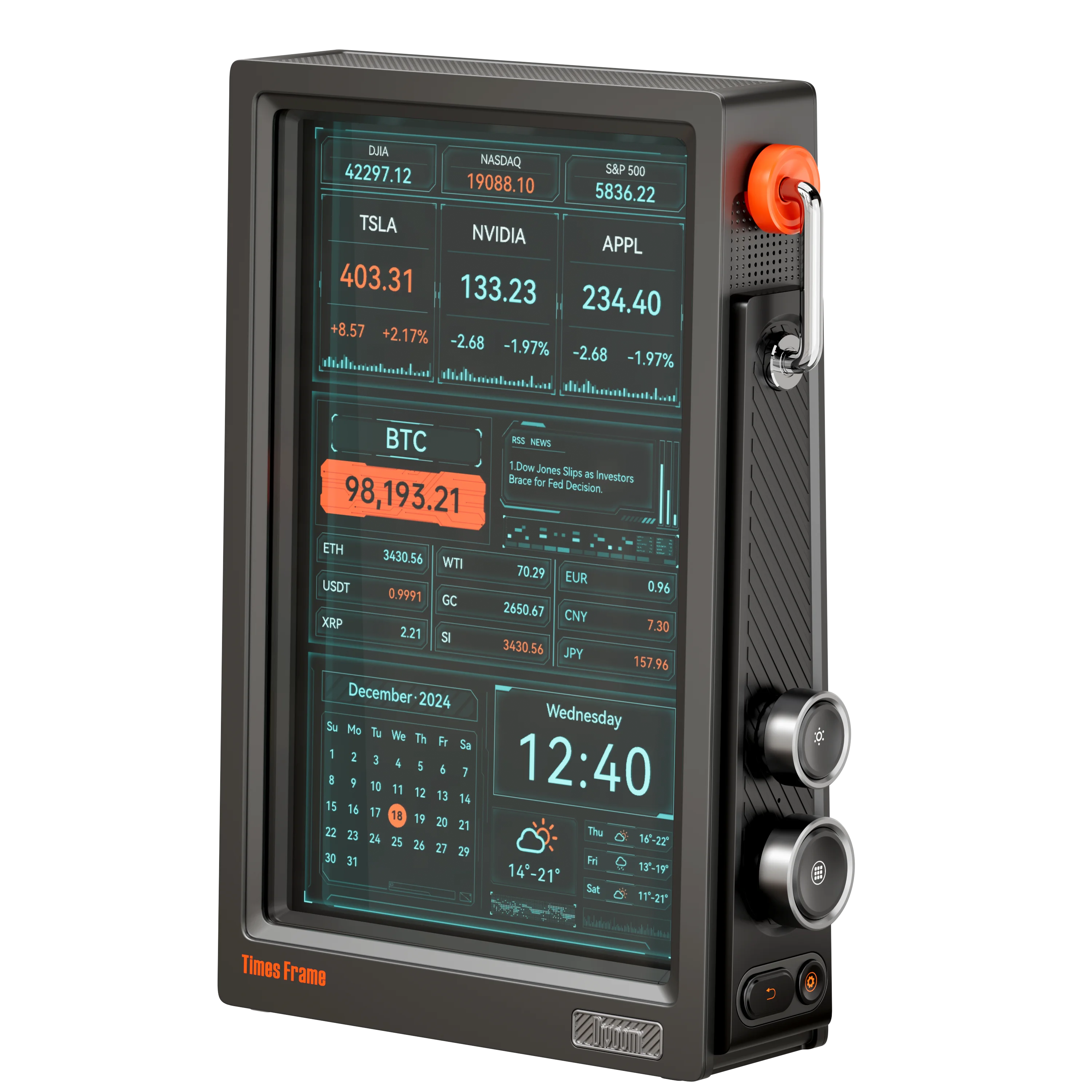 10.1" Smart HD Digital Frame with Clock, Crypto Ticker, Weather & Stock Widgets