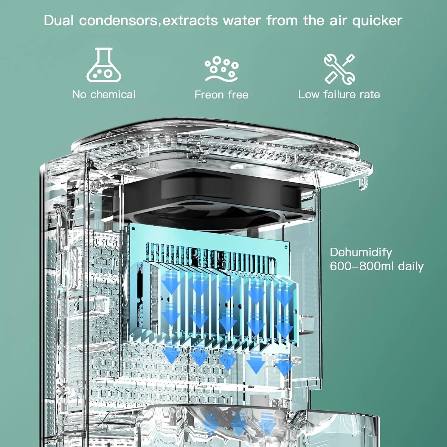 2-in-1 Dehumidifier & Air Purifier with HEPA Filter, Ionizer & Drain Hose