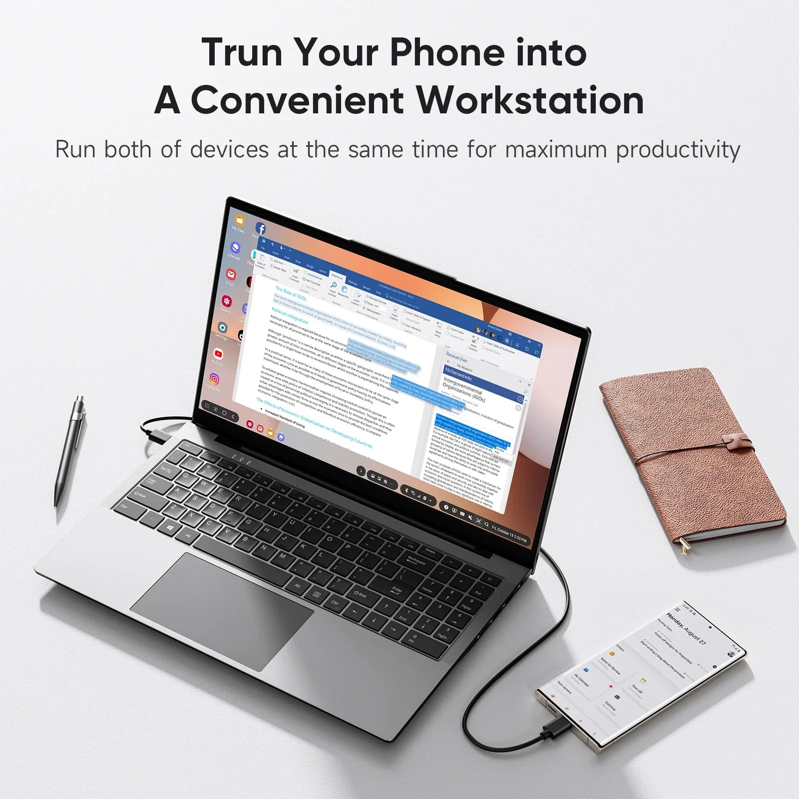 15.6" Portable Lapdock Monitor with Keyboard and DeX