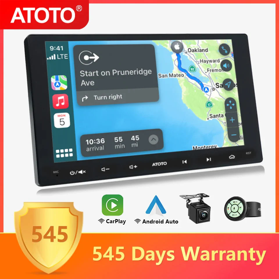 Portable 9" 2-Din Car Stereo with Wireless Android Auto F7G209WE